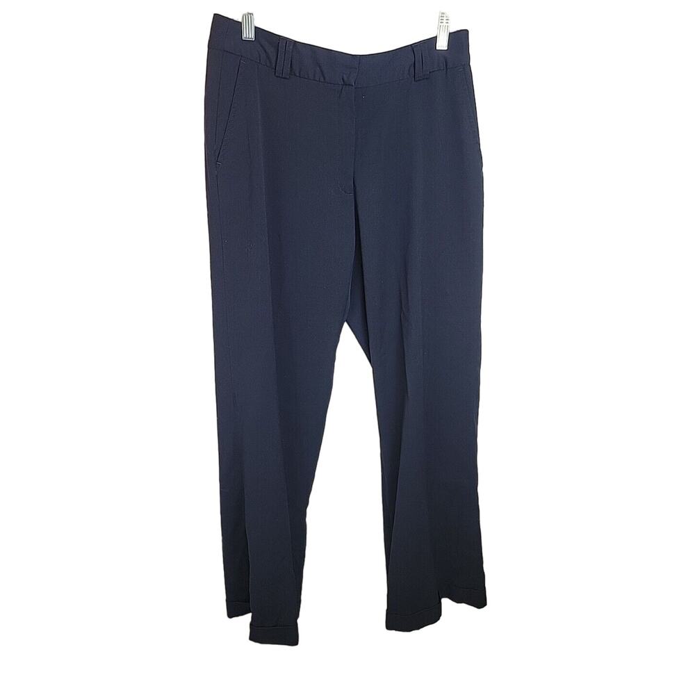 Worthington Navy Blue Straight Leg Cuffed Hem Career Casual Pants Womens Size 10